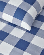 Gingham Easy Iron Duvet Cover Set Navy Blue (view 11)