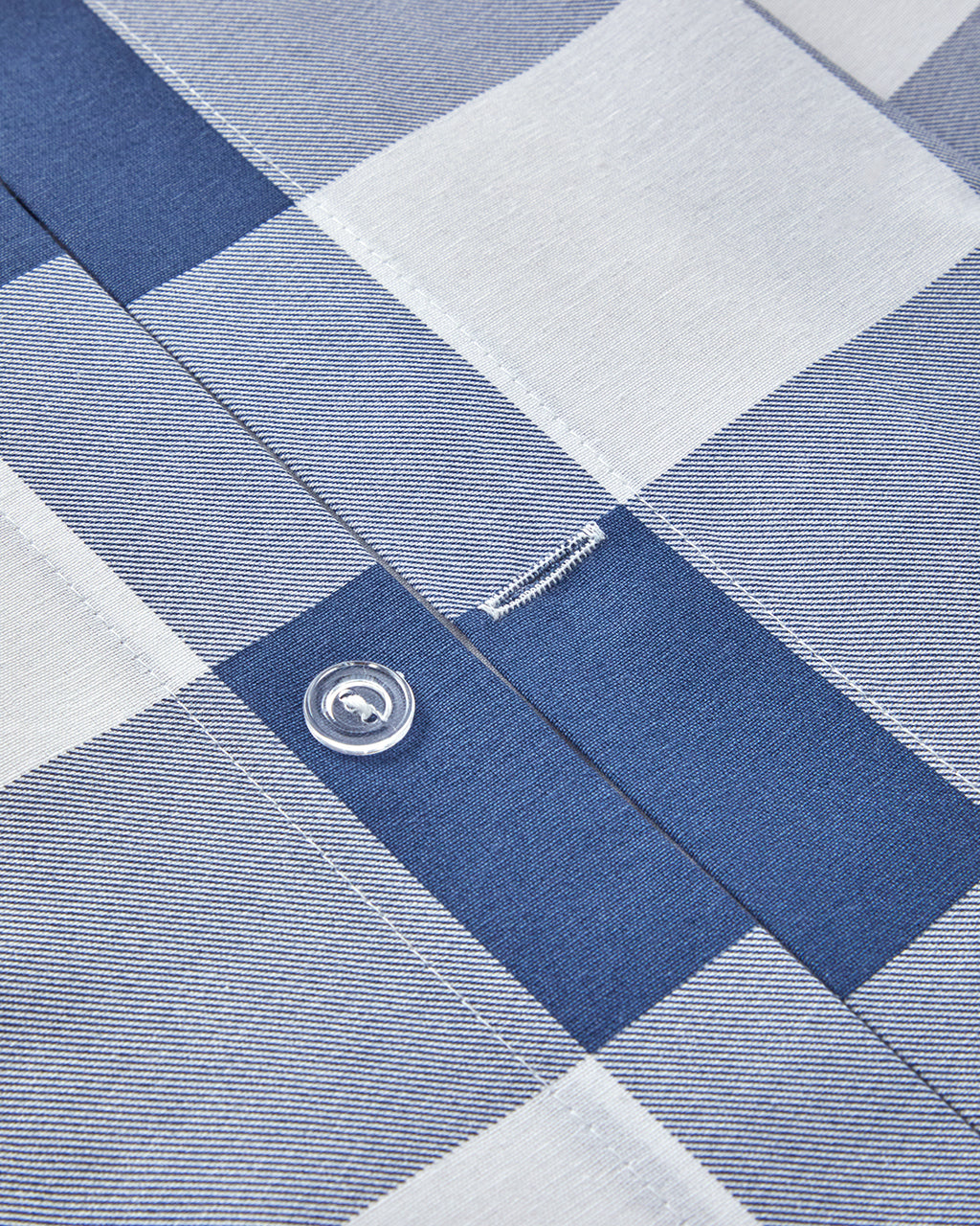 Gingham Easy Iron Duvet Cover Set Navy Blue (view 12)