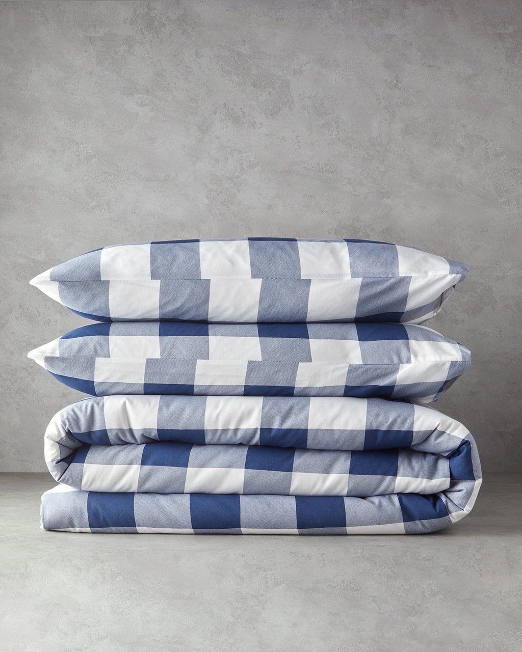 Gingham Easy Iron Duvet Cover Set Navy Blue (view 14)