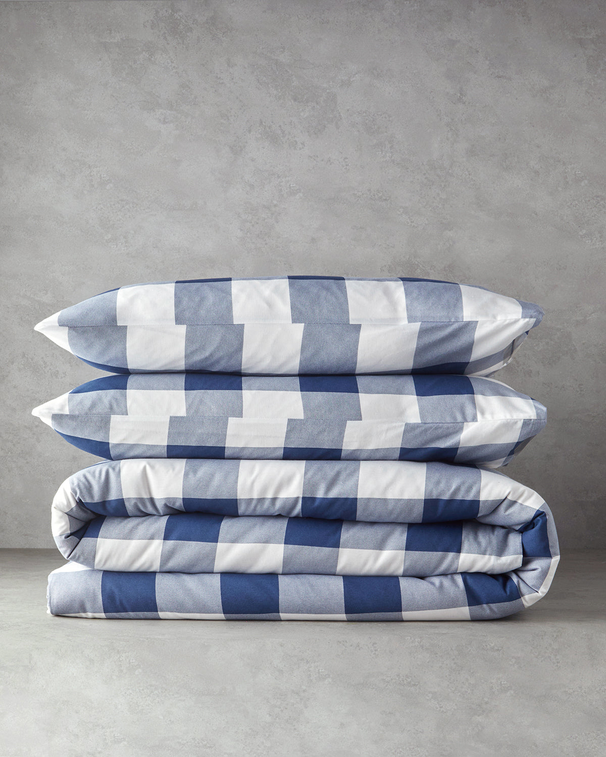 Gingham Easy Iron Duvet Cover Set Navy Blue (view 14)