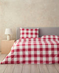 Gingham Easy Iron Single Size Duvet Cover Set 160x220 cm Pink