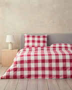 Gingham Easy Iron Single Size Duvet Cover Set 160x220 cm Pink