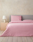 Gingham Easy Iron Single Size Duvet Cover Set 160x220 cm Pink (view 2)