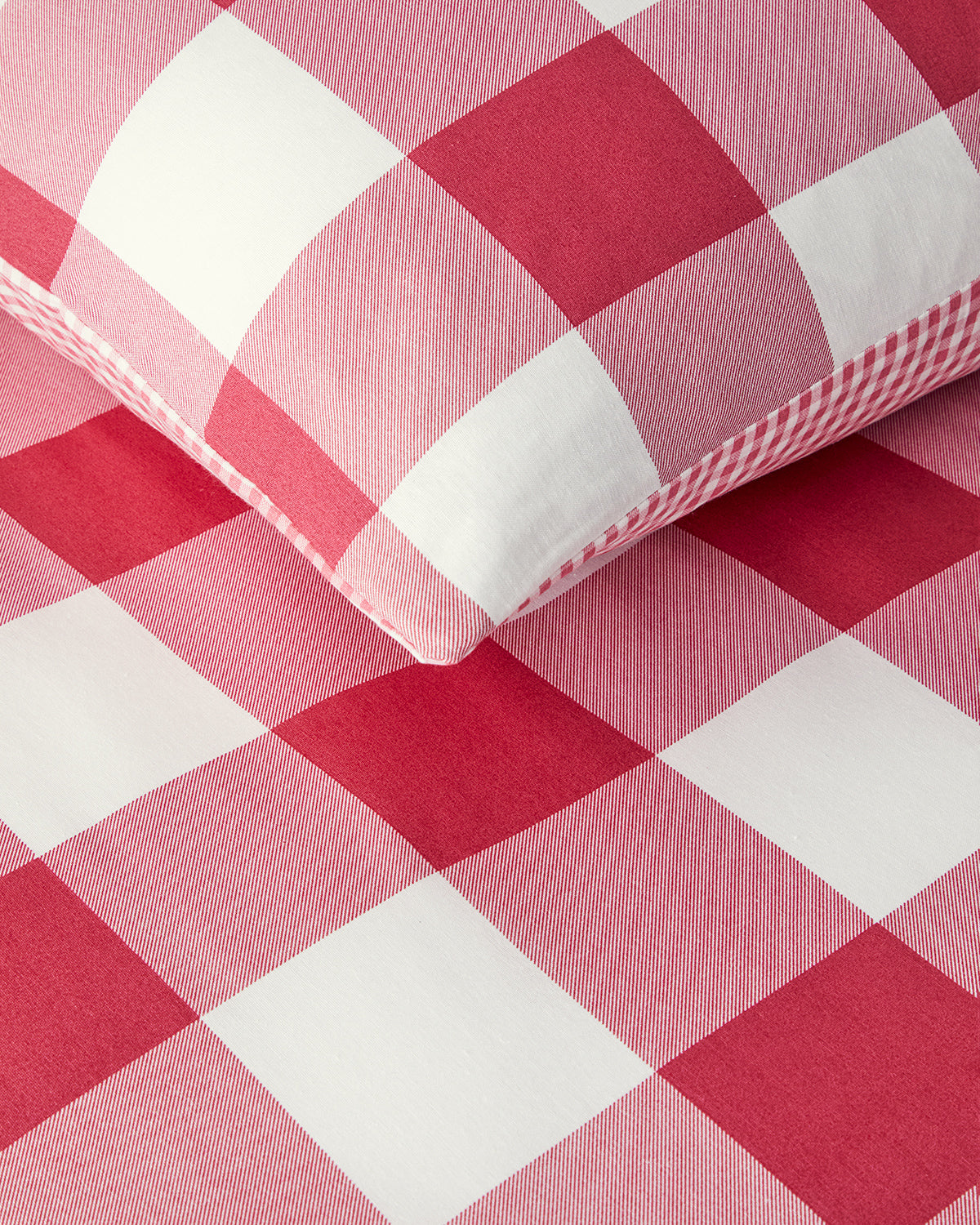 Gingham Easy Iron Single Size Duvet Cover Set 160x220 cm Pink (view 4)