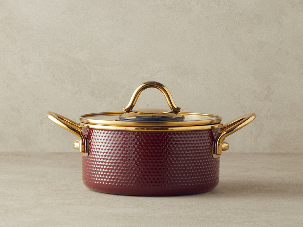 Enamel Non-Stick Deep Pot 20 cm Maroon