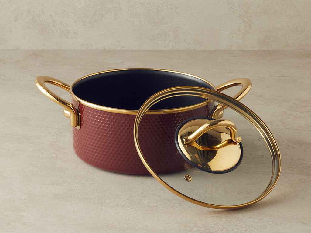 Enamel Non-Stick Deep Pot 20 cm Maroon (view 2)