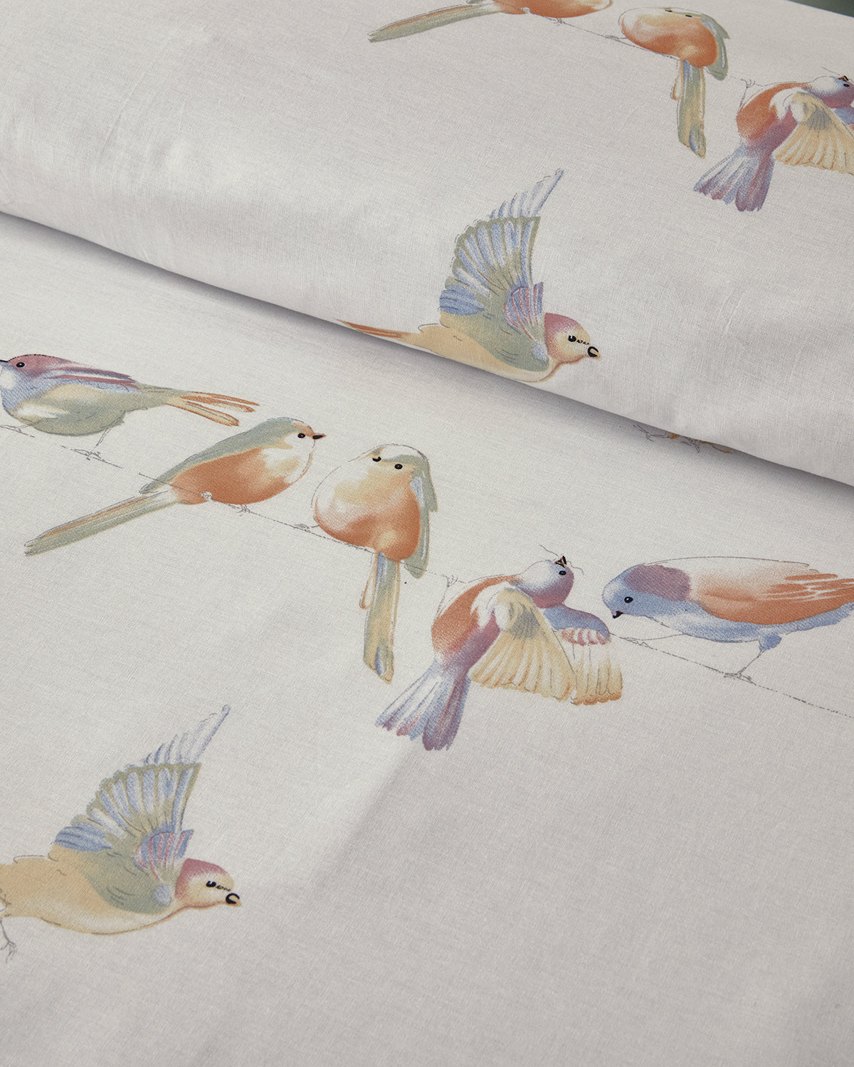 Bird Talk Cotton Duvet Cover Set Green (view 10)