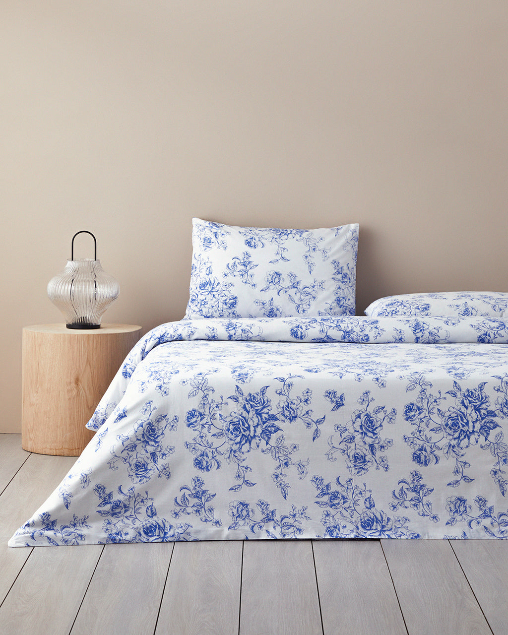 Cotton Duvet Cover Set - Blue, Orange & Pink - Blue - Single 160x220 cm