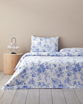 Cotton Duvet Cover Set - Blue, Orange & Pink - Blue - Single 160x220 cm