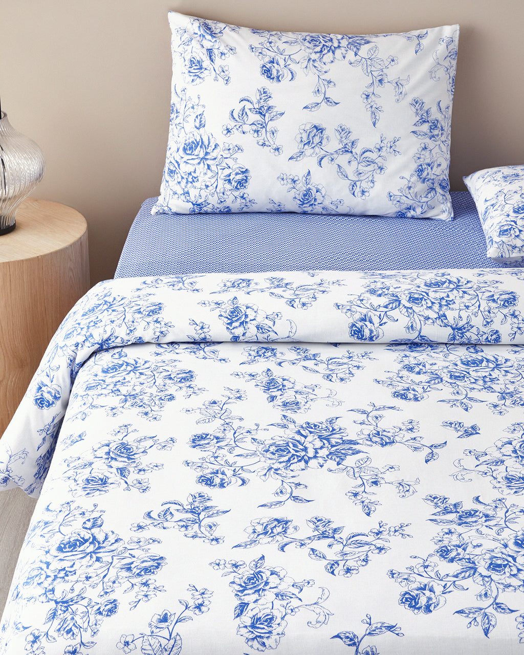 Cotton Duvet Cover Set - Blue, Orange & Pink (view 16)