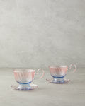 Borosilicate 4 Pieces 2 Servings Tea Cup Set 250 ml - Violet - Blue