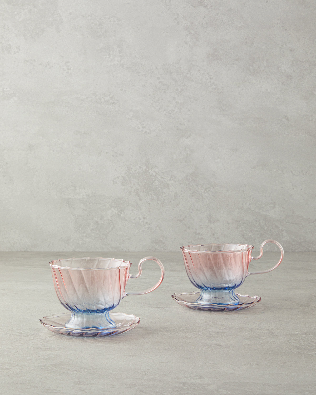 Borosilicate 4 Pieces 2 Servings Tea Cup Set 250 ml - Violet - Blue