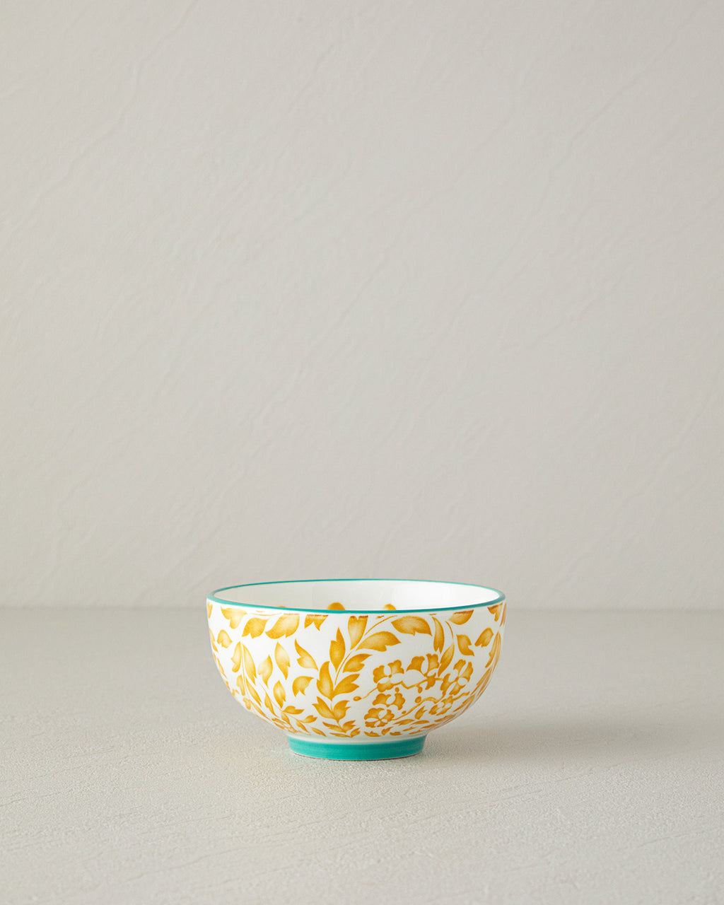 Floral Lines New Bone China Bowl 12 cm - Mustard