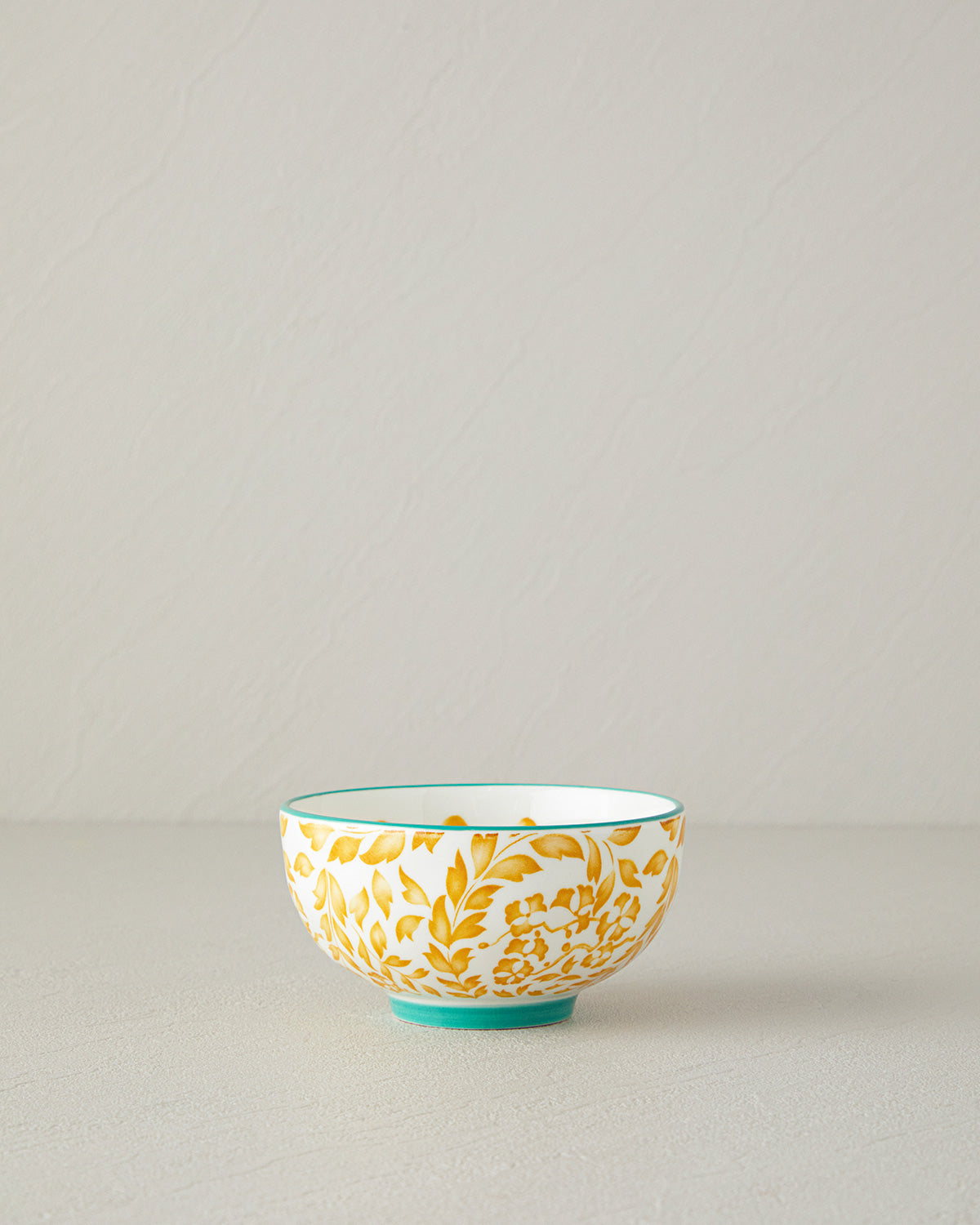 Floral Lines New Bone China Bowl 12 cm - Mustard