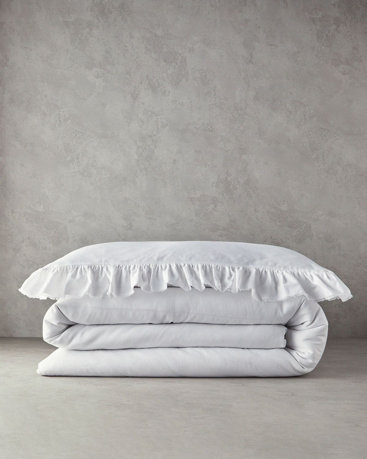 Blaze Ruffled Waffle Duvet Cover Set (view 7)