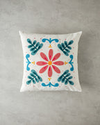 Punch Needle Embroidered Toss Pillow Cover 45x45 cm Blue