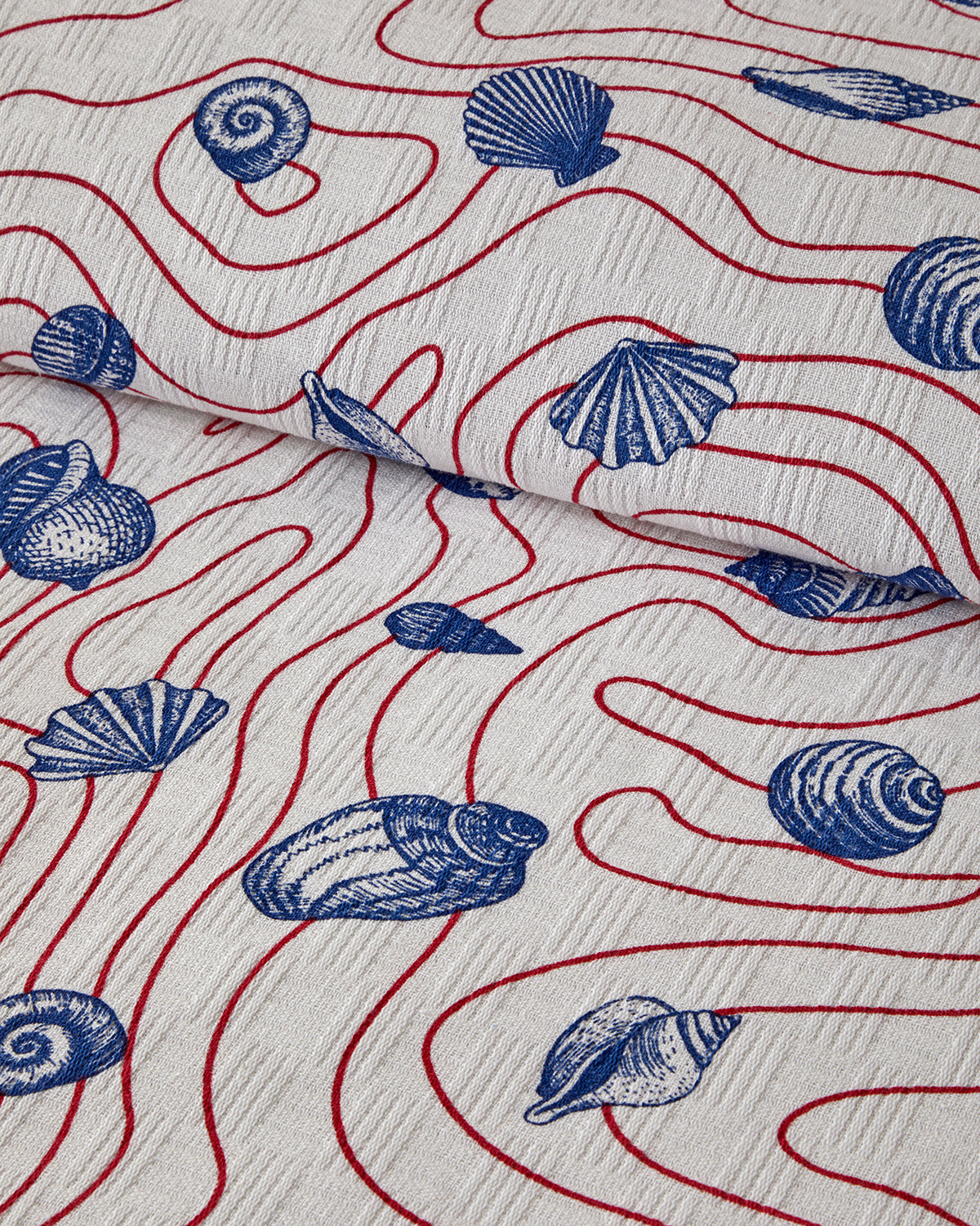 Seashell Shmphony Printed Double Size Summer Blanket 200x220 cm Red-Dark Blue (view 2)