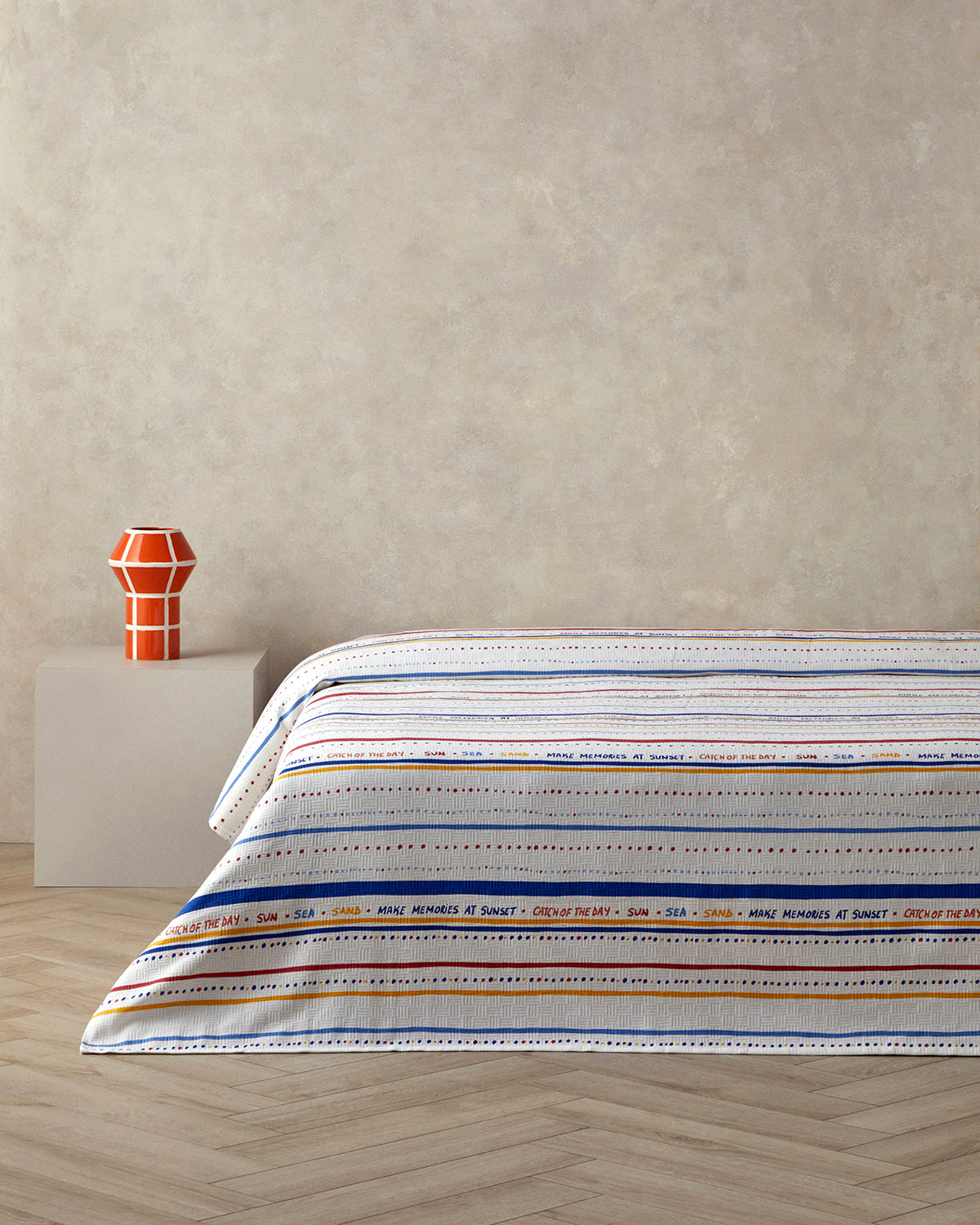 Coastal Stripe Printed Summer Blanket Red (view 5)