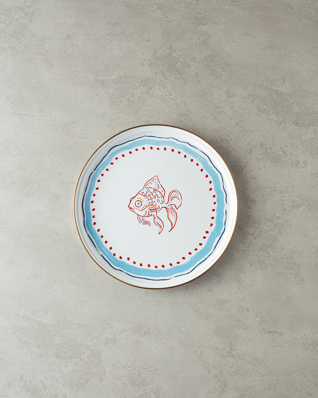 Joly Sea Enamel Tray 31 cm White - Blue