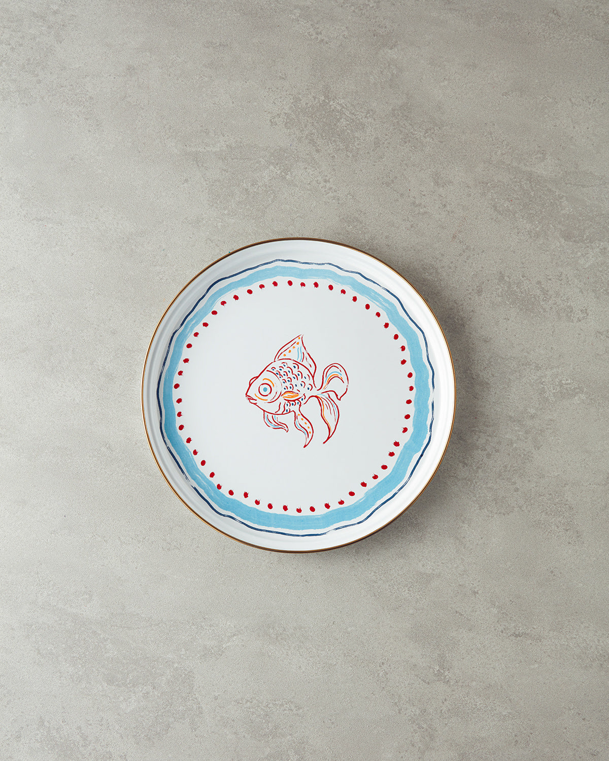 Joly Sea Enamel Tray 31 cm White - Blue