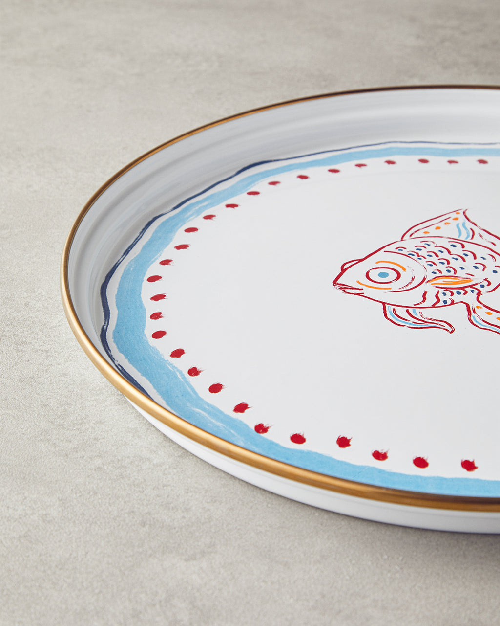 Joly Sea Enamel Tray 31 cm White - Blue (view 3)