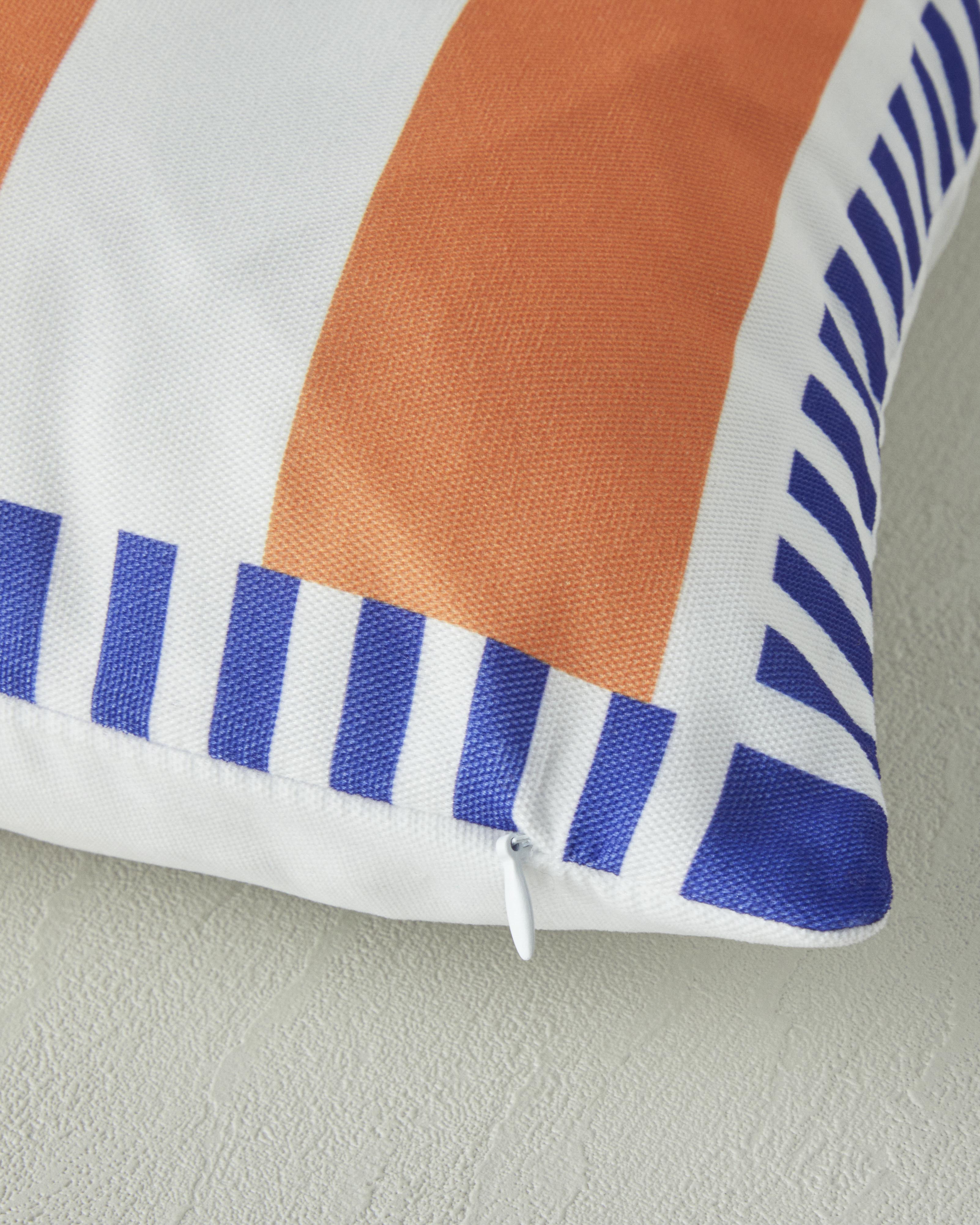 Punch Needle Embroidered Decorative Cushion 45x45 cm Navy Blue - Orange