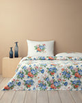 Rose Romance Cotton Duvet Cover Set Blue - Single 160x220 cm