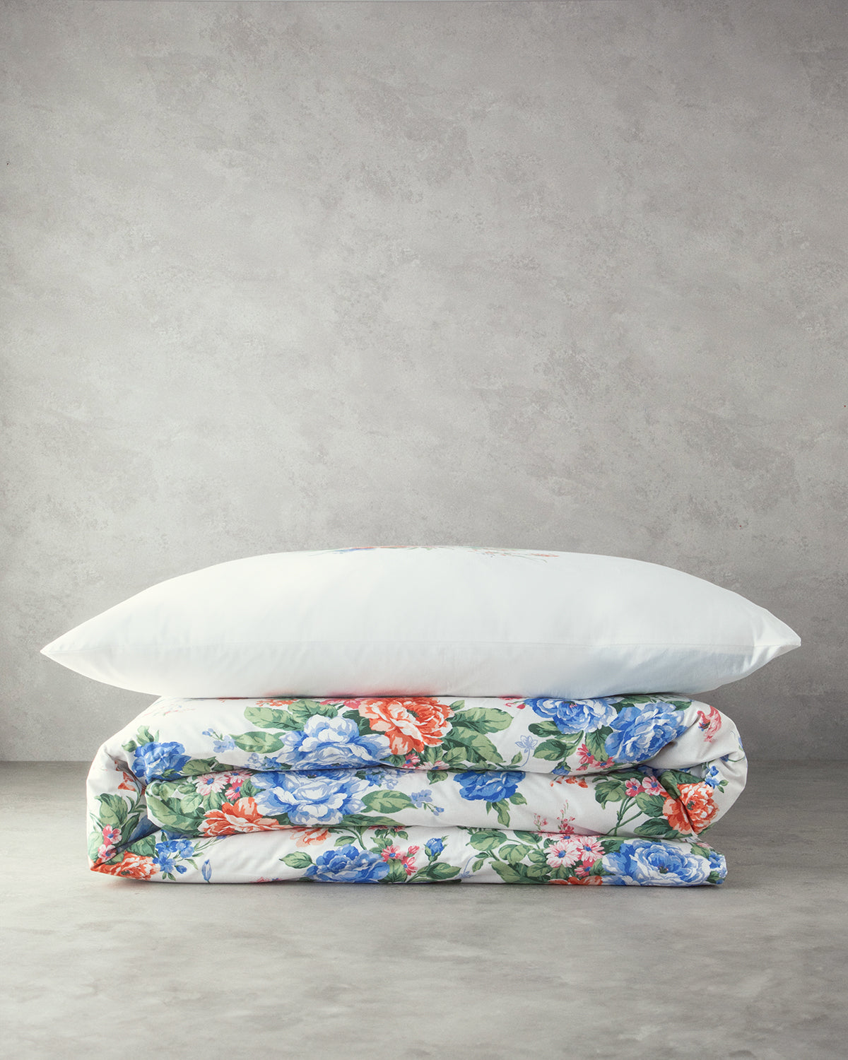 Rose Romance Cotton Duvet Cover Set Blue (view 5)