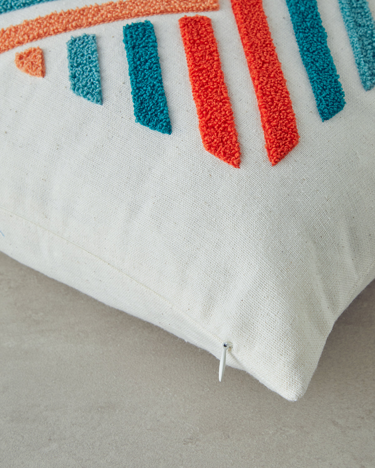 Punch Needle Embroidered Stuffed Cushion 45x45 cm Natural