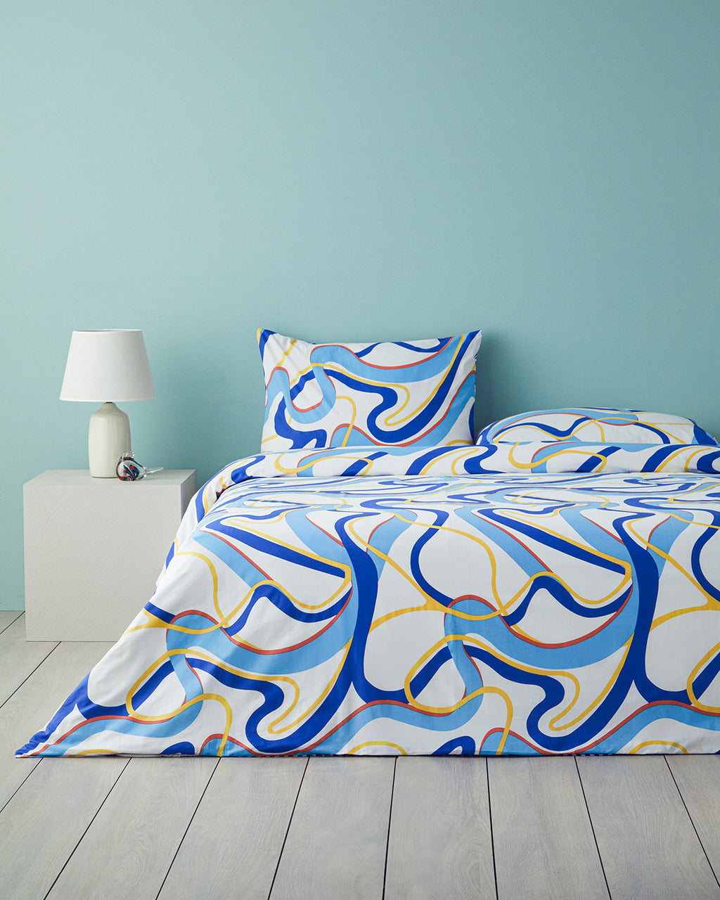 Cotton Duvet Cover Set Navy Blue - Orange (view 11)
