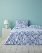 Cotton Duvet Cover Set Blue - Single 160x220 cm