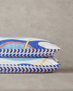 Cotton 2 pcs Pillow Case 50x70 cm Navy Blue - Orange (view 3)