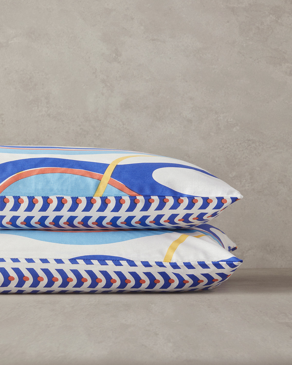 Cotton 2 pcs Pillow Case 50x70 cm Navy Blue - Orange (view 3)