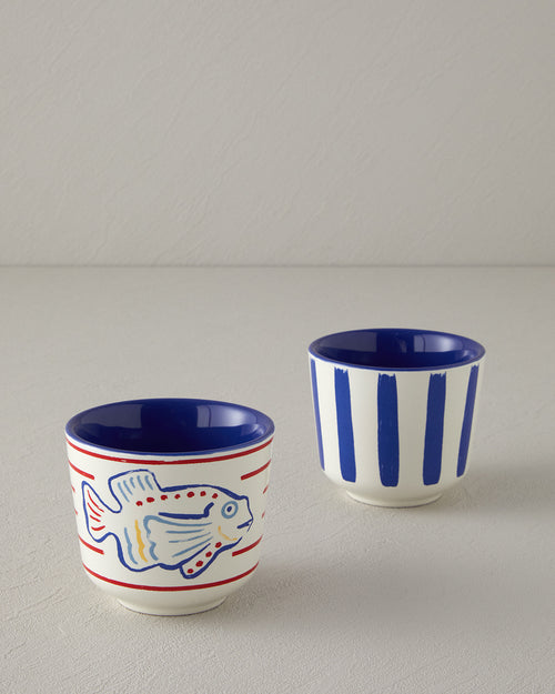 Blue Fish Stoneware 2 pcs Glass 270 ml Blue
