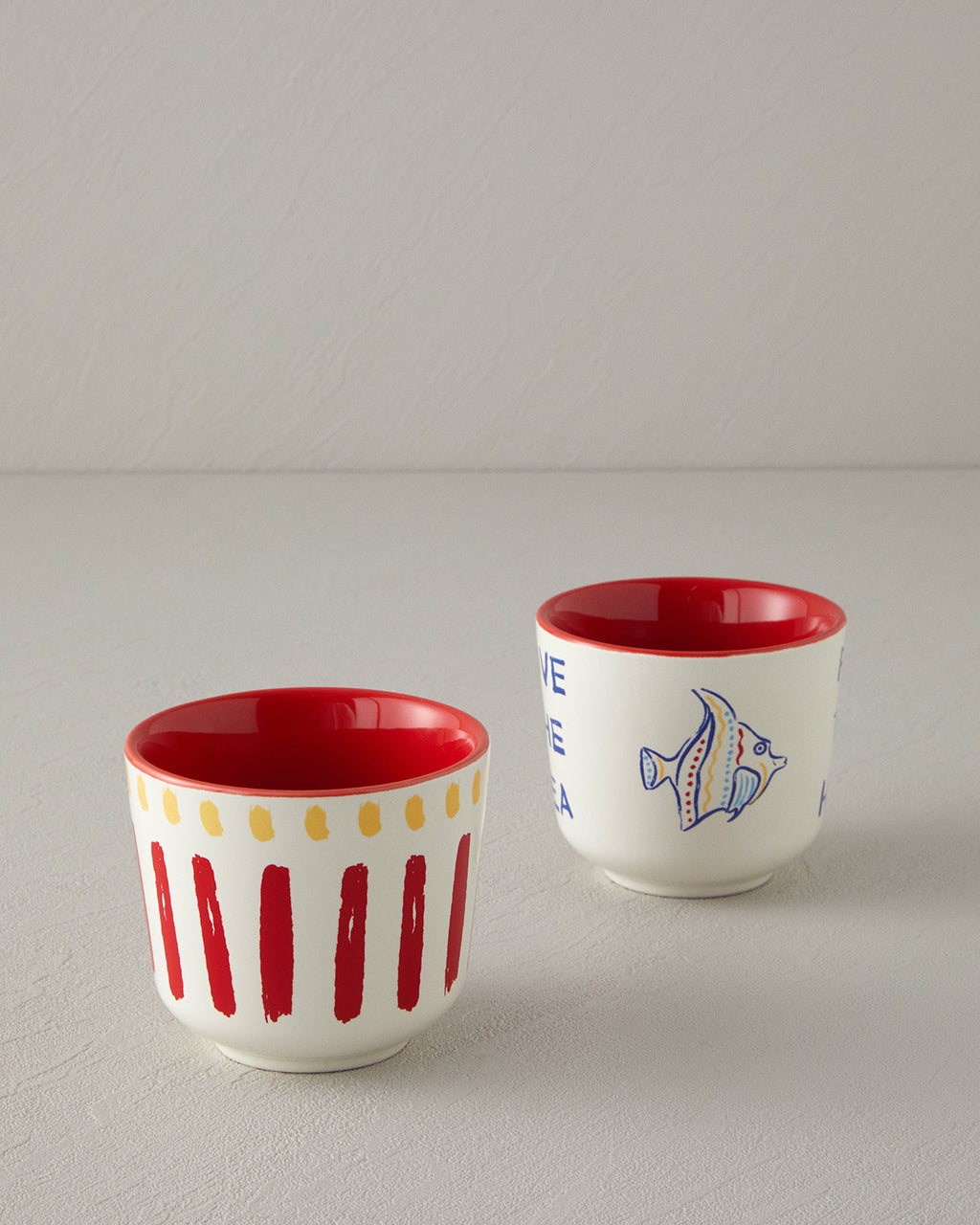 Red Fish Stoneware 2 pcs Glass 270 ml Red