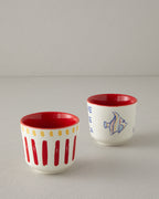 Red Fish Stoneware 2 pcs Glass 270 ml Red