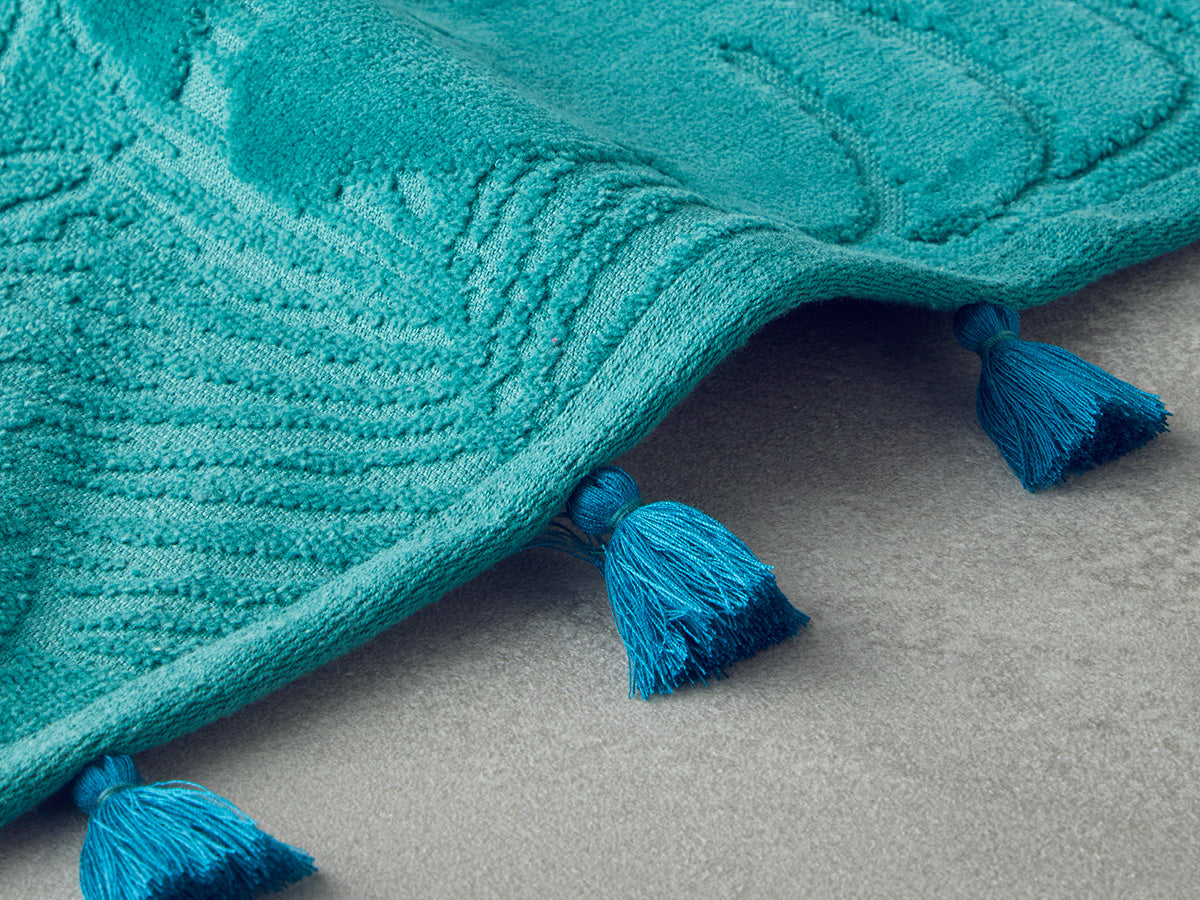 Allover Palmy Cotton Velvet Jacquard Face Towel 50x80 cm - Green