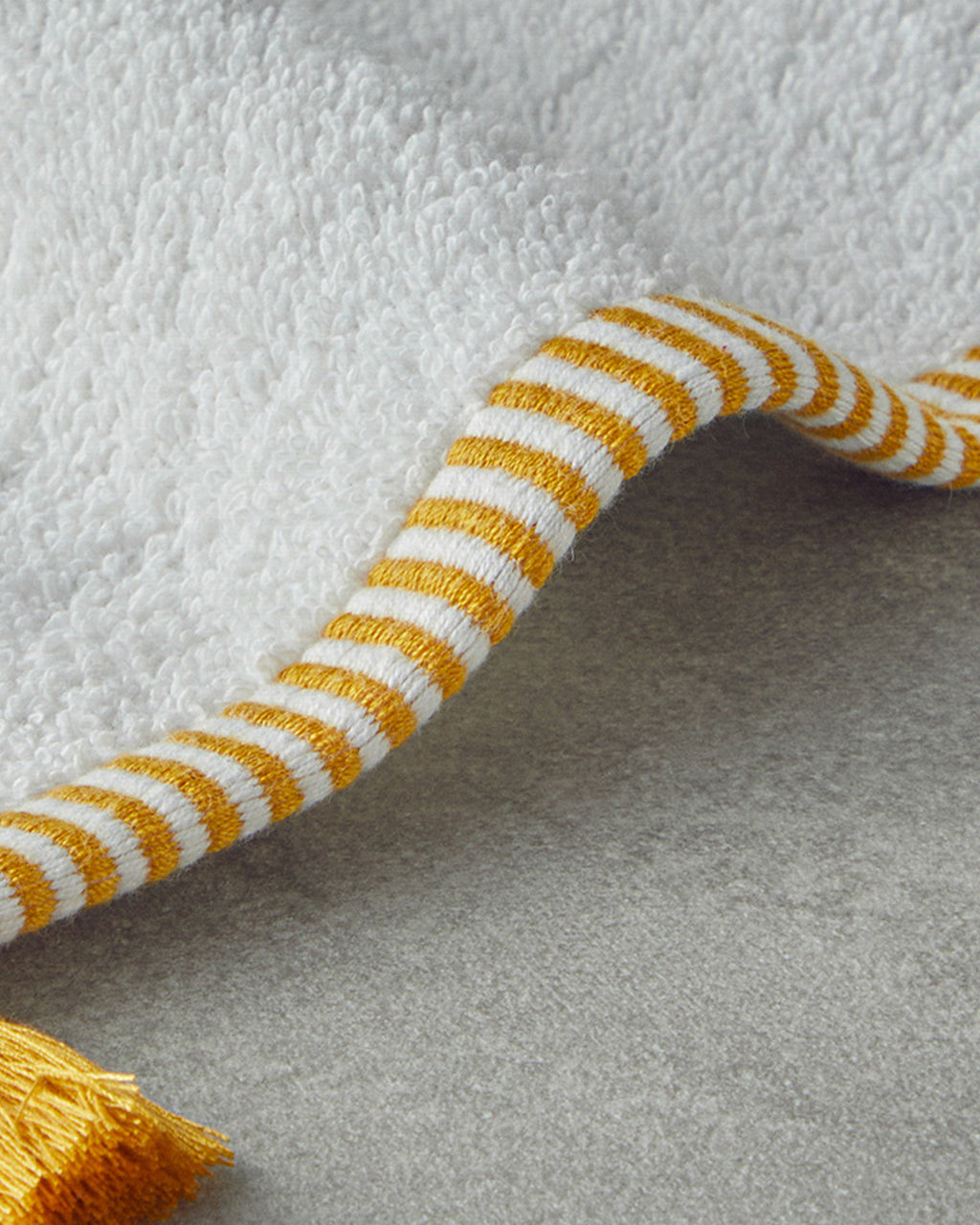 Colorful Lines Cotton Fringed Face Towel 50x80 cm - Ecru - Yellow