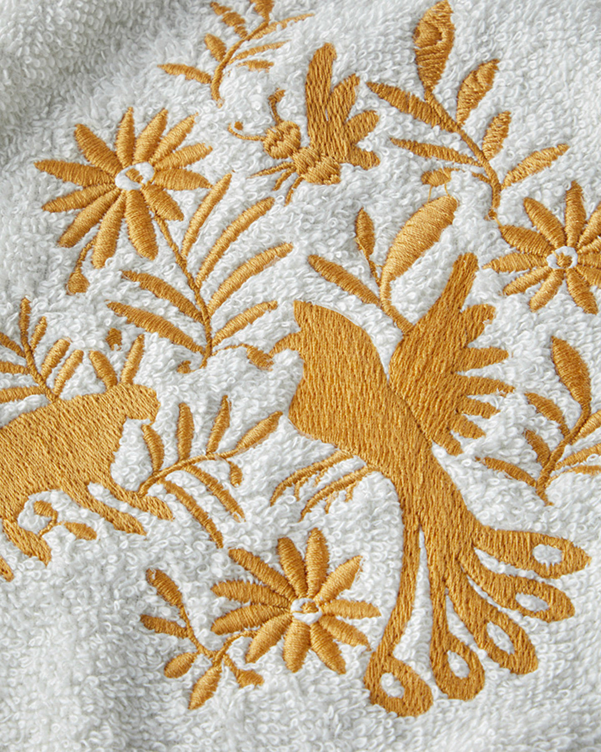 Floral Crowd Cotton Embroidered Face Towel 50x80 cm Ecru (view 2)