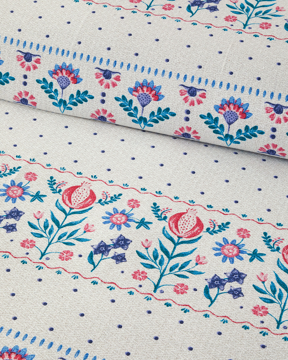 Folk Stripes Printed Double Size Summer Blanket Set 200x220 cm Blue - Pink (view 2)