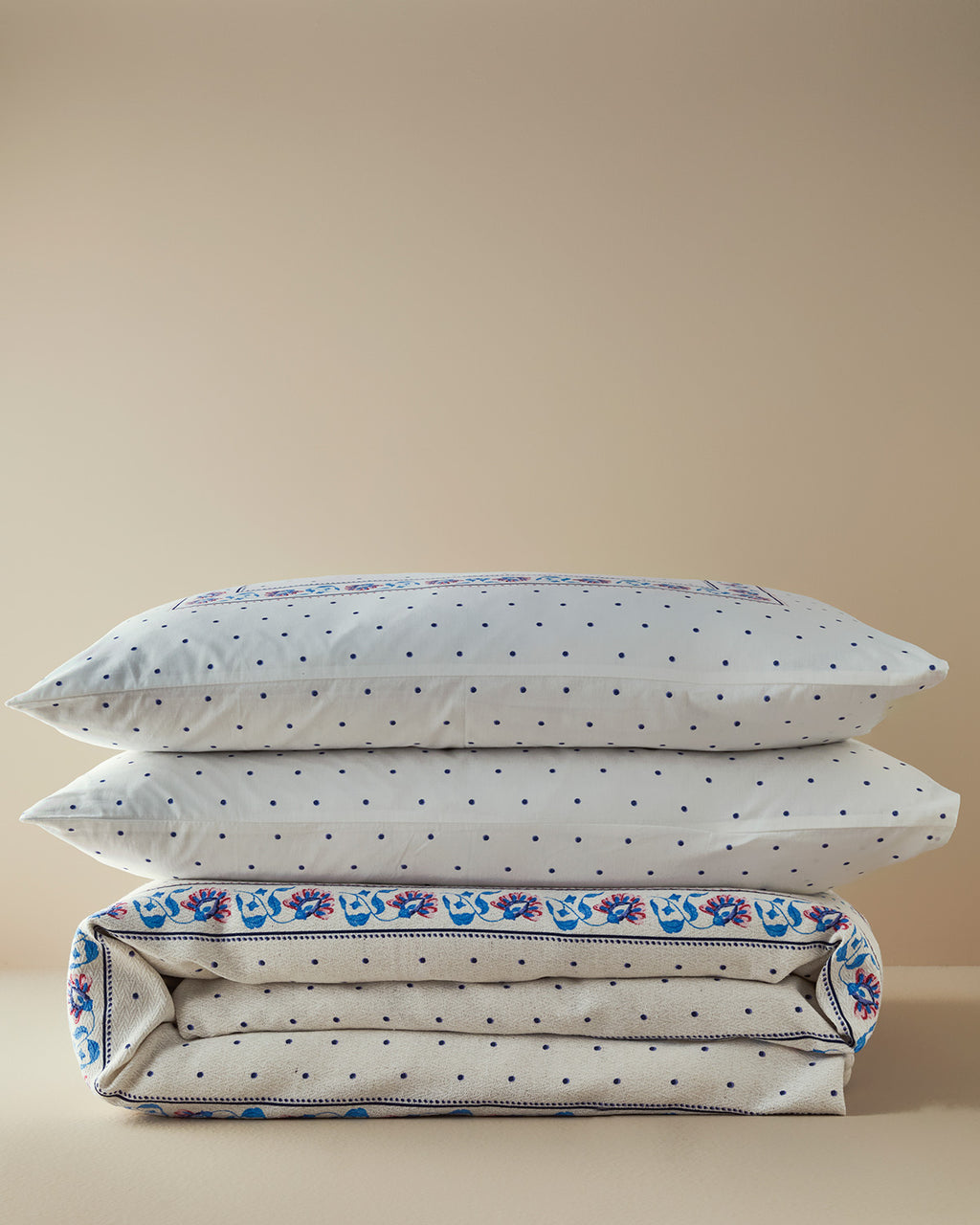 Folk Stripes Printed Double Size Summer Blanket Set 200x220 cm Blue - Pink (view 4)