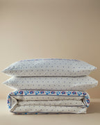 Folk Stripes Printed Double Size Summer Blanket Set 200x220 cm Blue - Pink (view 4)