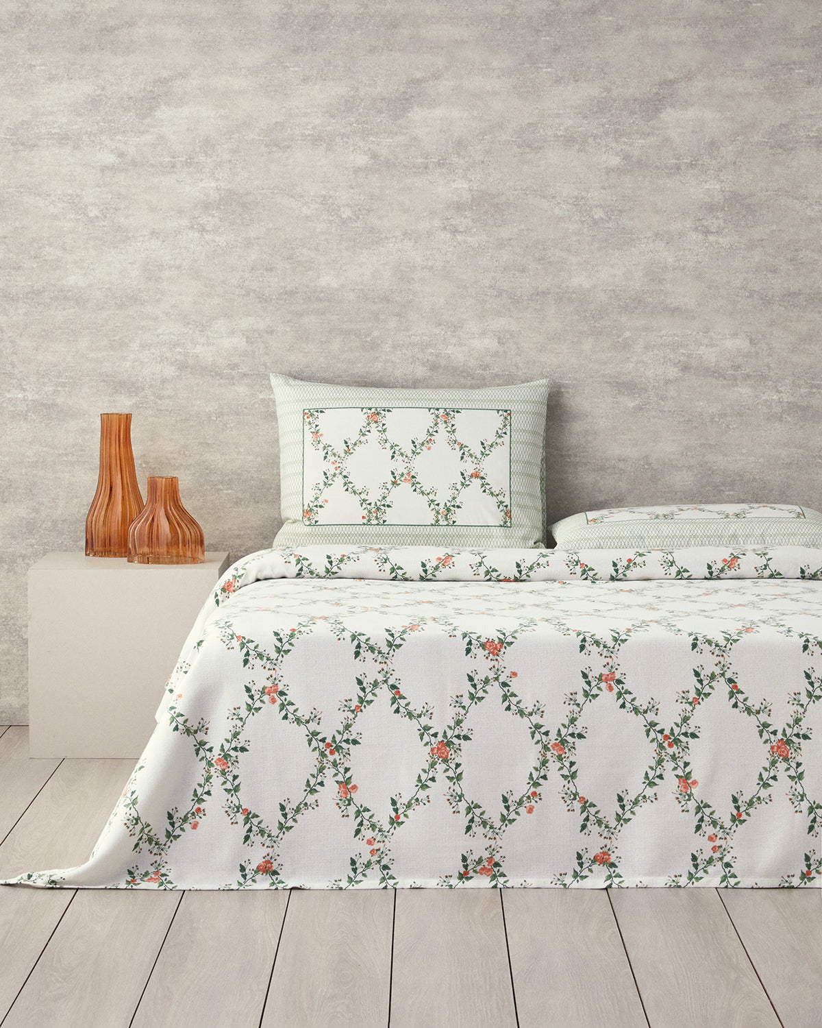 Floral Slice Printed Summer Blanket Set Green - Single 150x220 cm