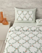 Floral Slice Printed Summer Blanket Set Green - Double 200x220 cm (view 2)