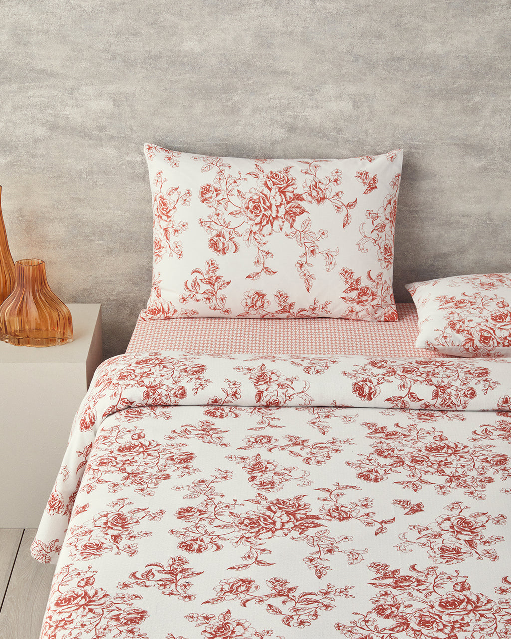 Rosey Violen Printed Summer Blanket Set Orange - Double 200x220 cm (view 2)
