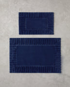 Pearly Cotton Bath Mat Set 60x90 + 40x60 cm Navy Blue