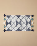 Pyramid Cotton Fringed Bath Mat 50x80 cm Navy Blue - White