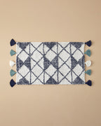 Pyramid Cotton Fringed Bath Mat 50x80 cm Navy Blue - White