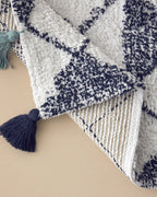 Pyramid Cotton Fringed Bath Mat 50x80 cm Navy Blue - White (view 2)