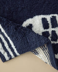 Fishbone Cotton Bath Mat 50x80 cm Navy Blue - White